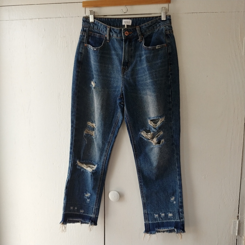 Special A Los Angeles High Rise Distressed Ankle Jeans 100% Cotton SZ 27